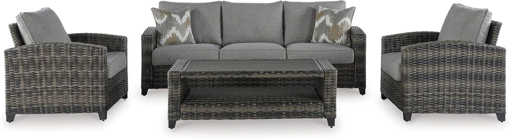Signature Design by Ashley Oasis Court 4-Piece Patio Furniture Set, Gray