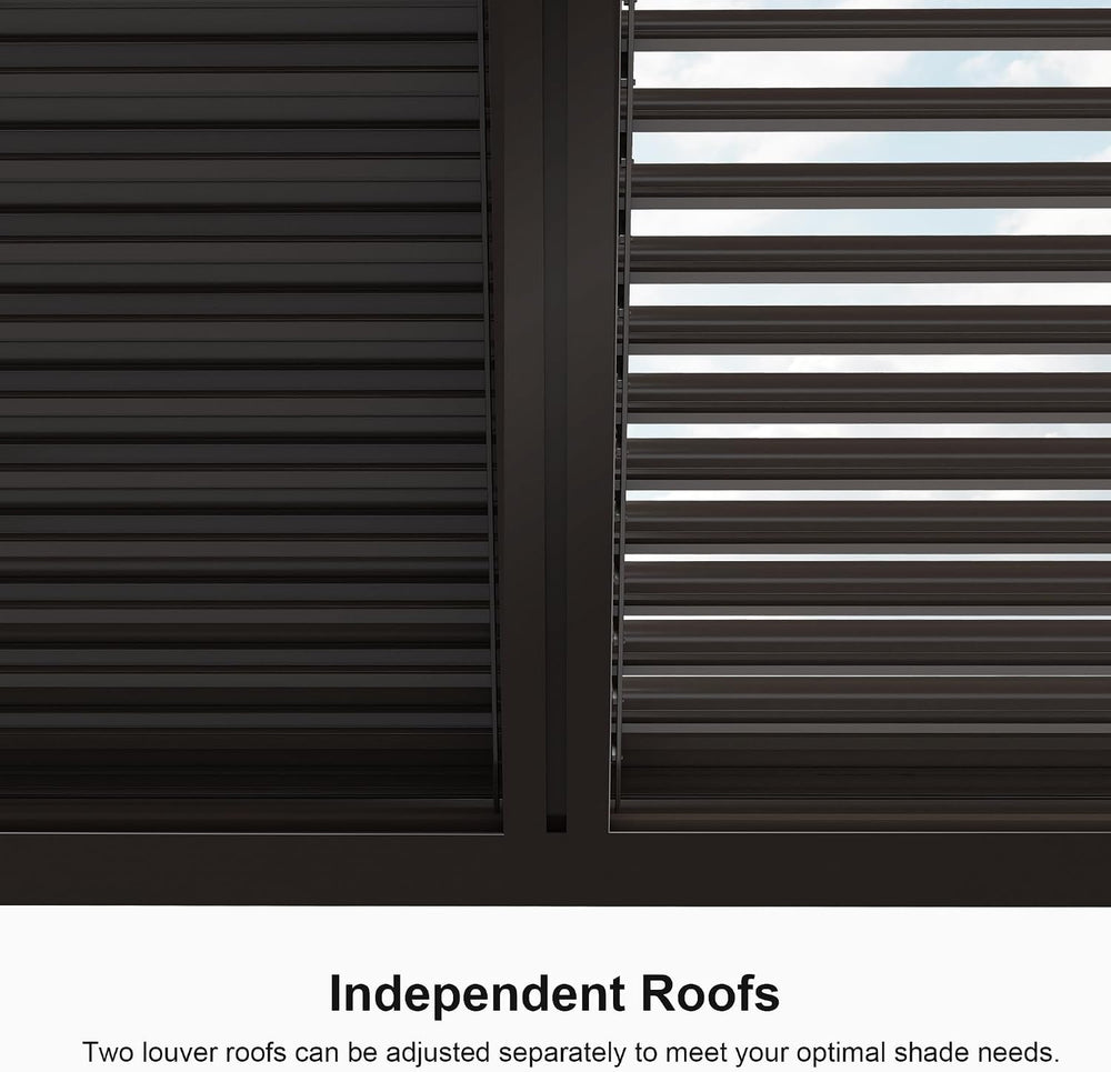 PURPLE LEAF Patio Louvered Pergola 12' × 12' Aluminum Gazebo Bronze, LED