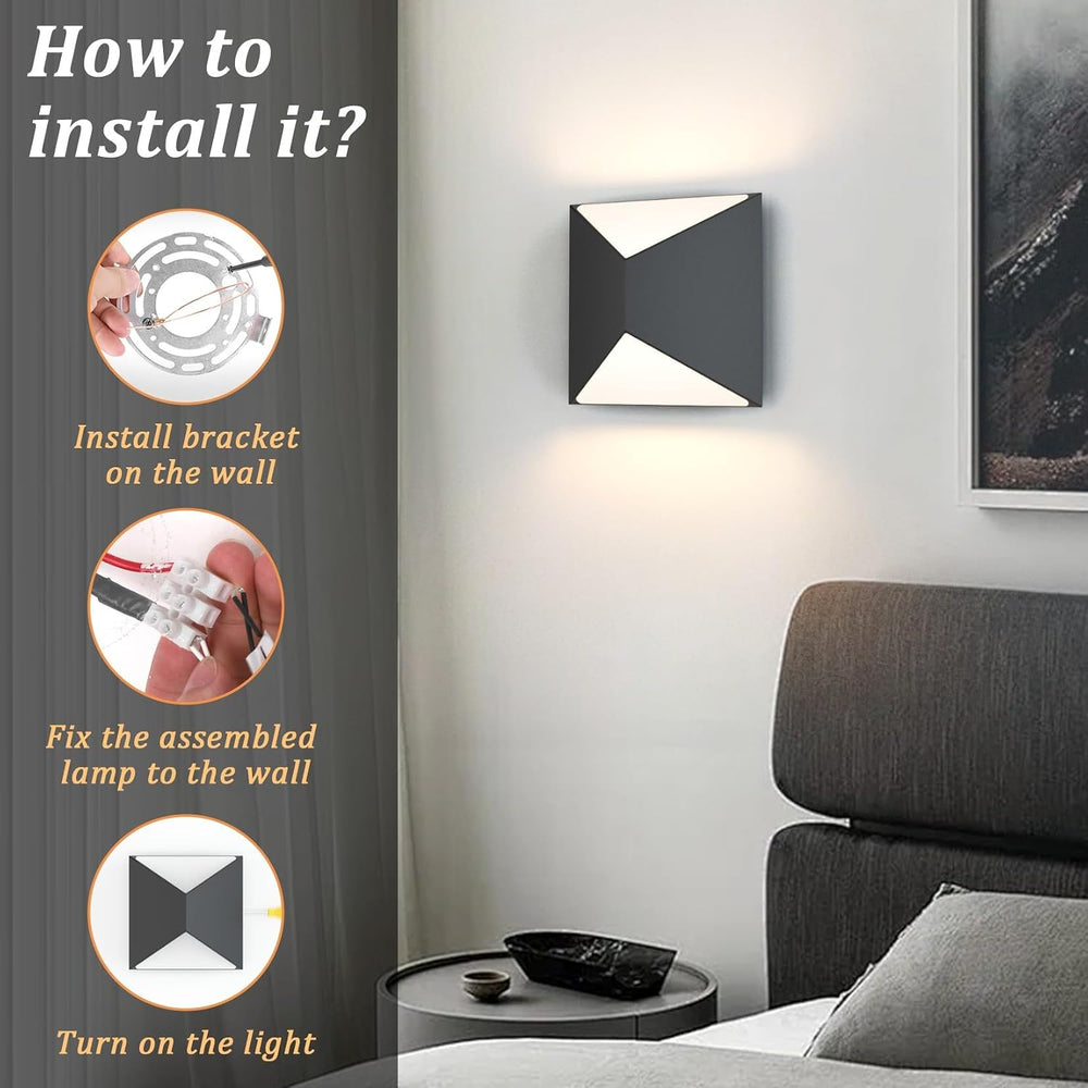 Tipace Black Wall Sconce 2 Packs Hardwired Indoor Modern Wall Lights LED Up a...
