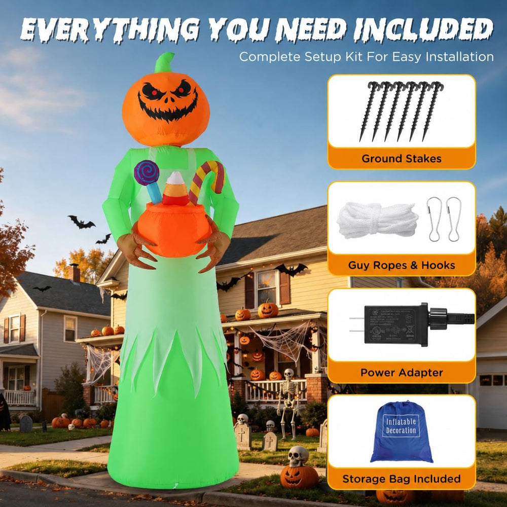 Elegear 10FT Animated Halloween Inflatable with Rotating Pumpkin Head