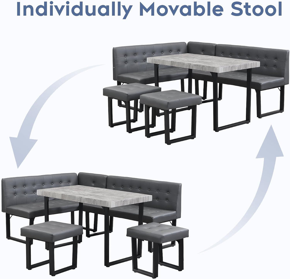 XIAO WEI Corner Dining Table Set for Small Spaces, 72 Inch Breakfast Nook wit...