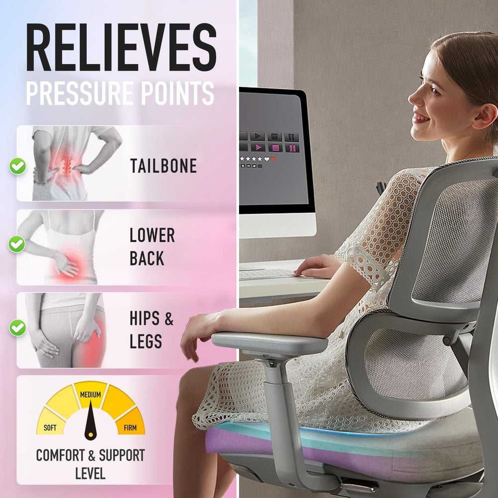 SUNROX Cooling Gel Memory Foam Chair Cushions, 2.6" Thick U-Shaped Dual-...