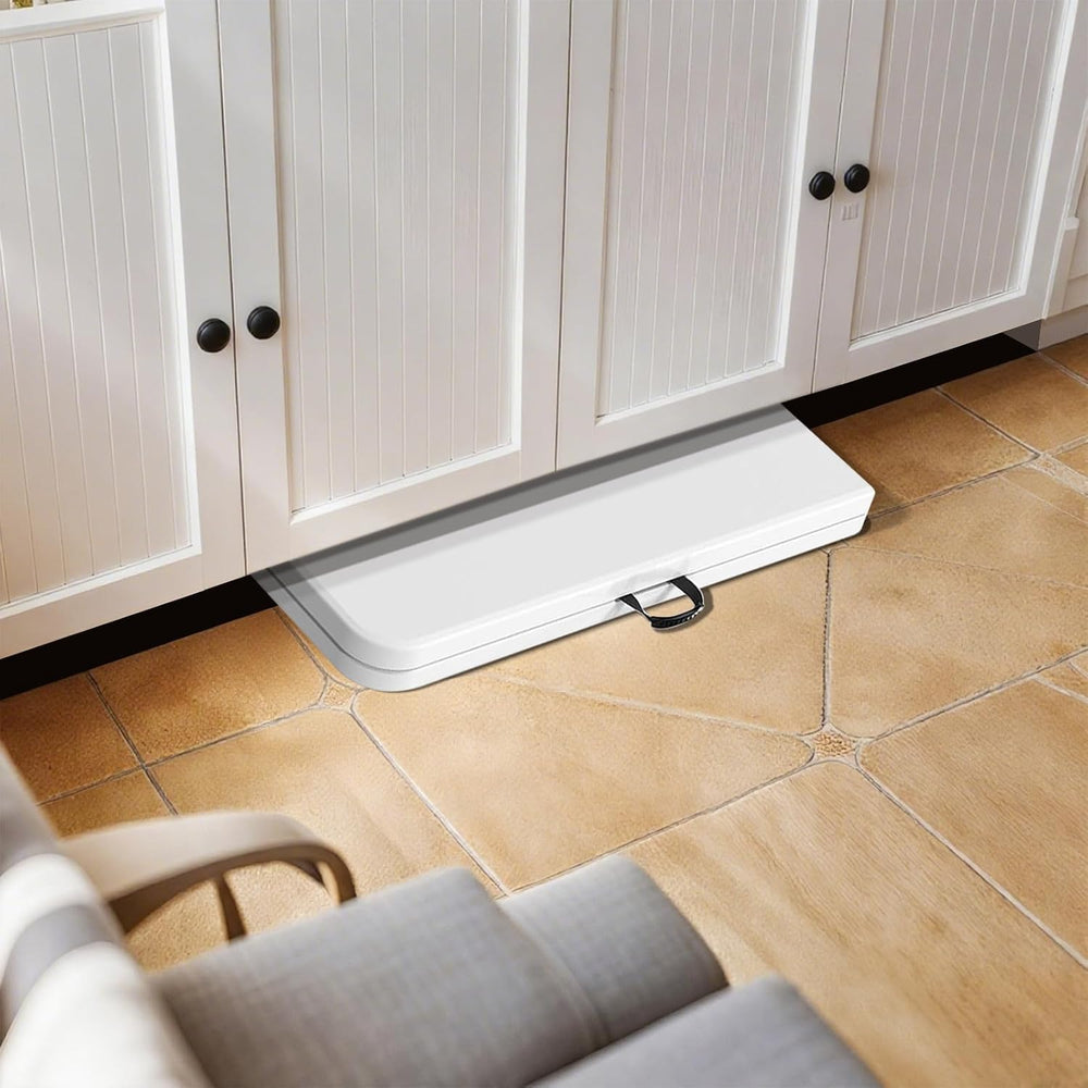 Lakhow Folding Table 4 Foot Adjustable Height with Built in Handle, White
