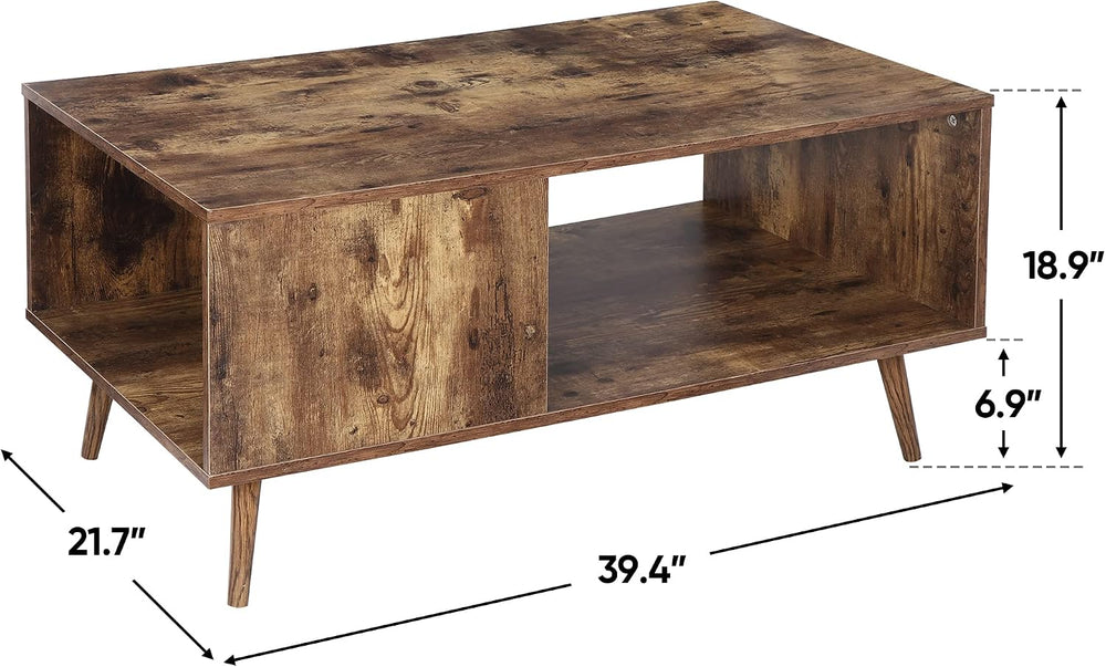 ZenStyle Mid Century Modern Coffee Table, Wooden Retro Coffee Table with Open...