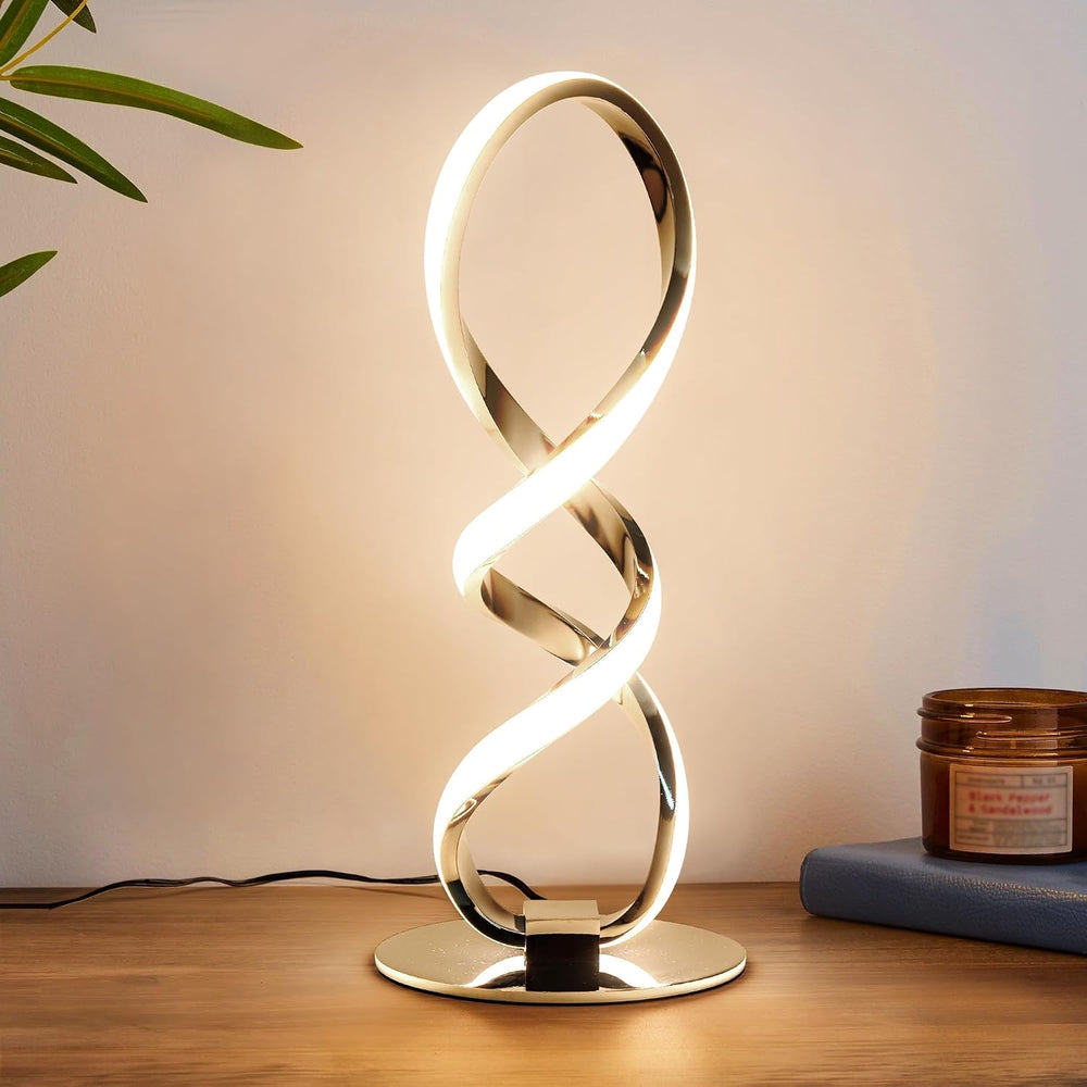LED Spiral Bedside Table Lamp, Stepless Dimmable 12W 3000K Warm White, Modern...