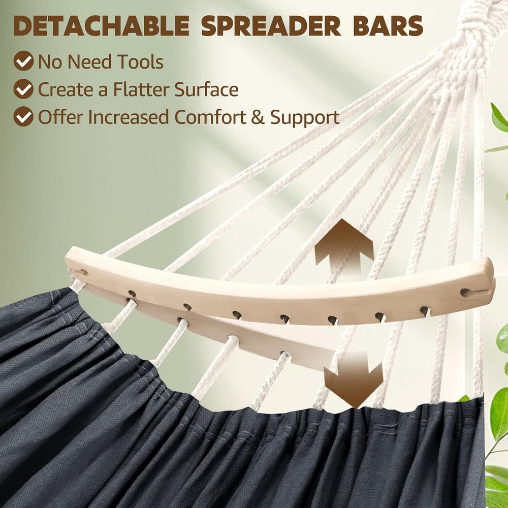 Chihee Cotton Blend Hammock 106 x 59 in 660 lb Detachable Spreader Bars