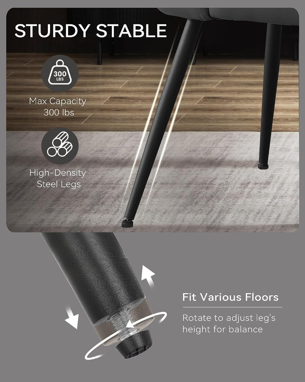 BedsPick Dining Chairs Set of 6 - PU Leather Kitchen Chairs with Metal Legs, ...