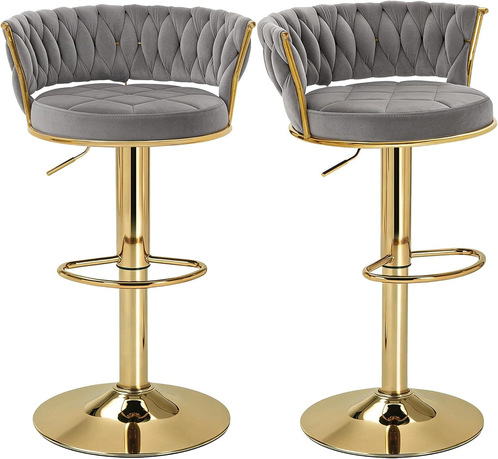 VECELO Bar Stools Set of 2, Adjustable Barstools Counter Height Stools with B...