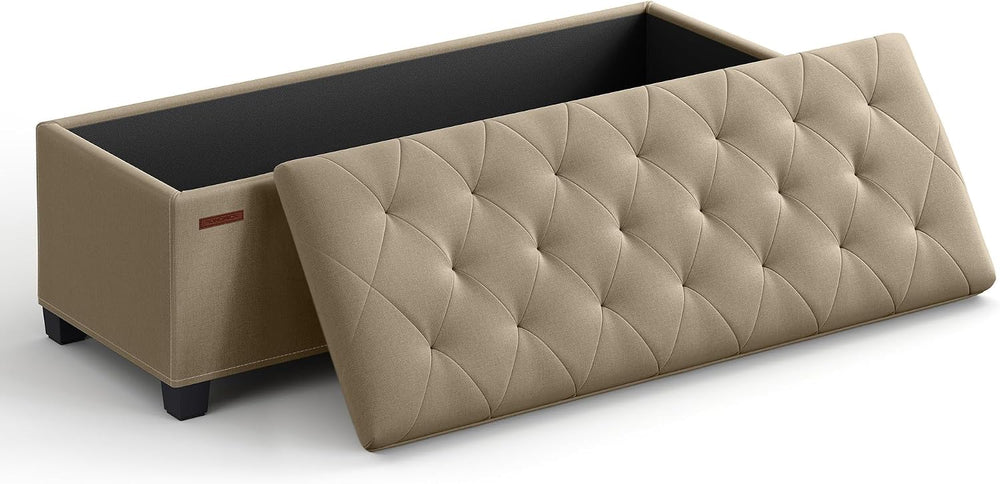 SONGMICS Storage Ottoman Bench, Foot Rest with Legs, Load up to 661.4 lb