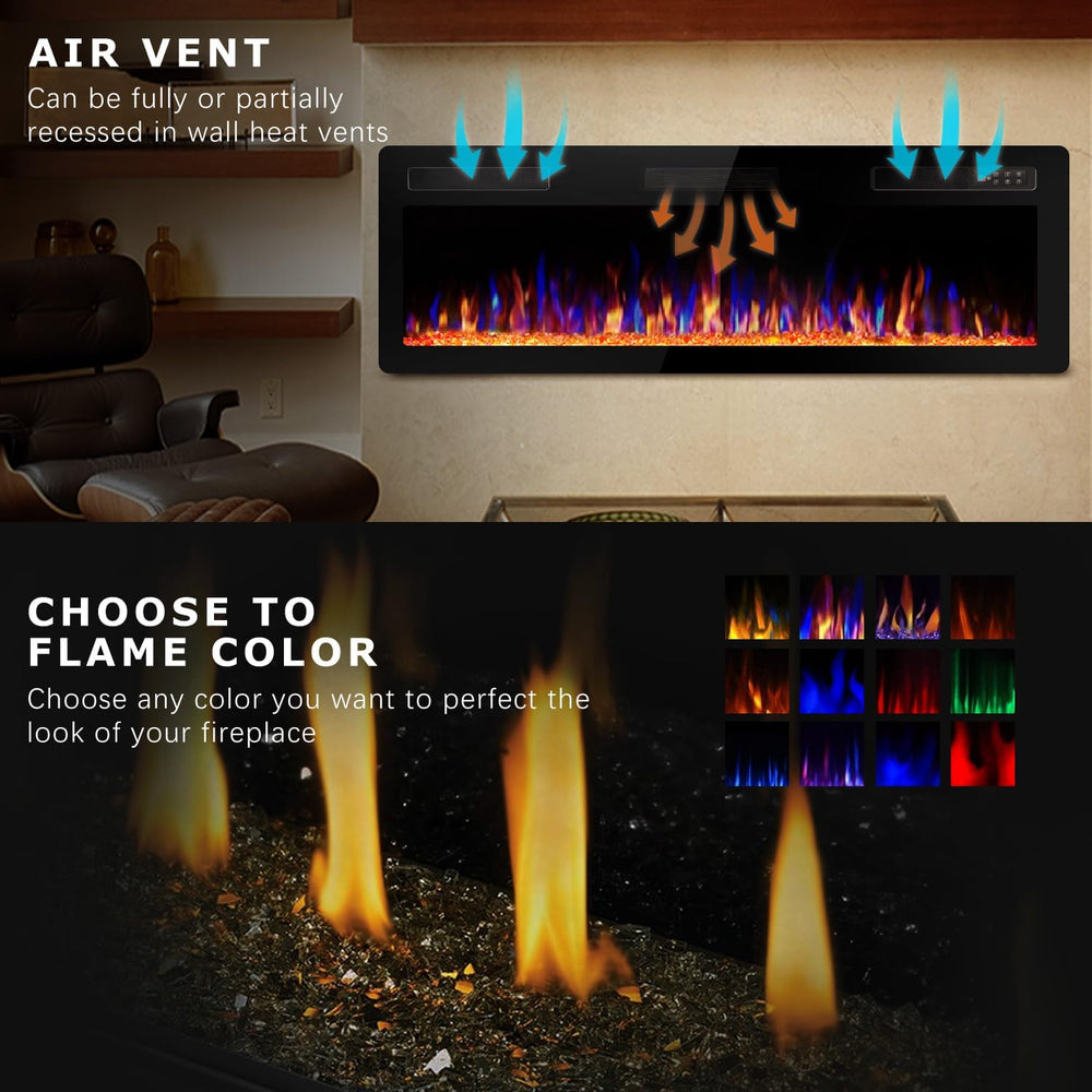 Vitesse 72 Inch Ultra Thin Electric Fireplace-Narrow Bezel Linear Fireplace H...