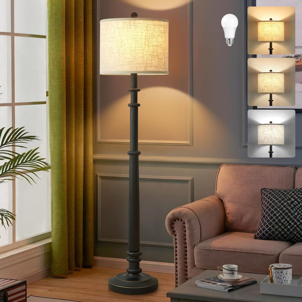EJIAXIN Floor Lamps for Living Room - 60" Farmhouse Floor Lamp with Adju...