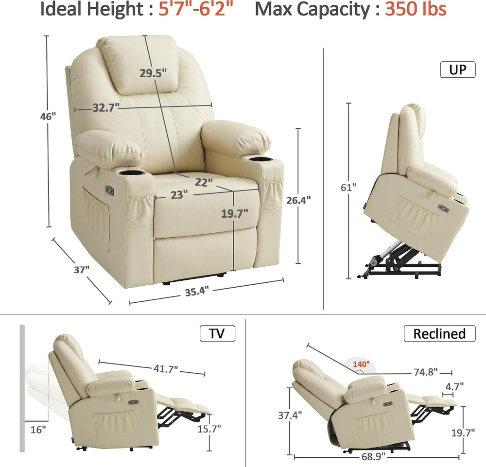 MCombo Large Power Lift Recliner Chair with Massage and Heat for Tall Elderly...