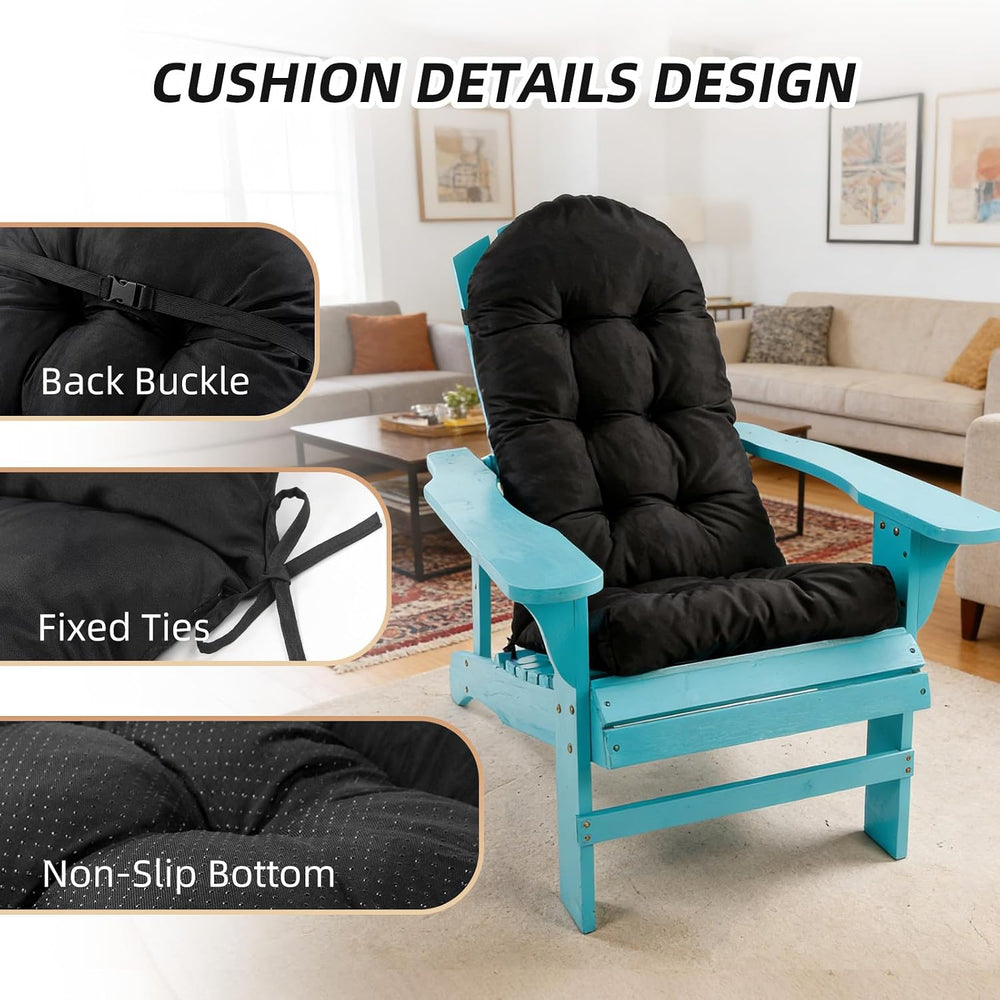Outdoor Adirondack Chair Cushions Set of 2, Non-Slip Waterproof High Back Tuf...
