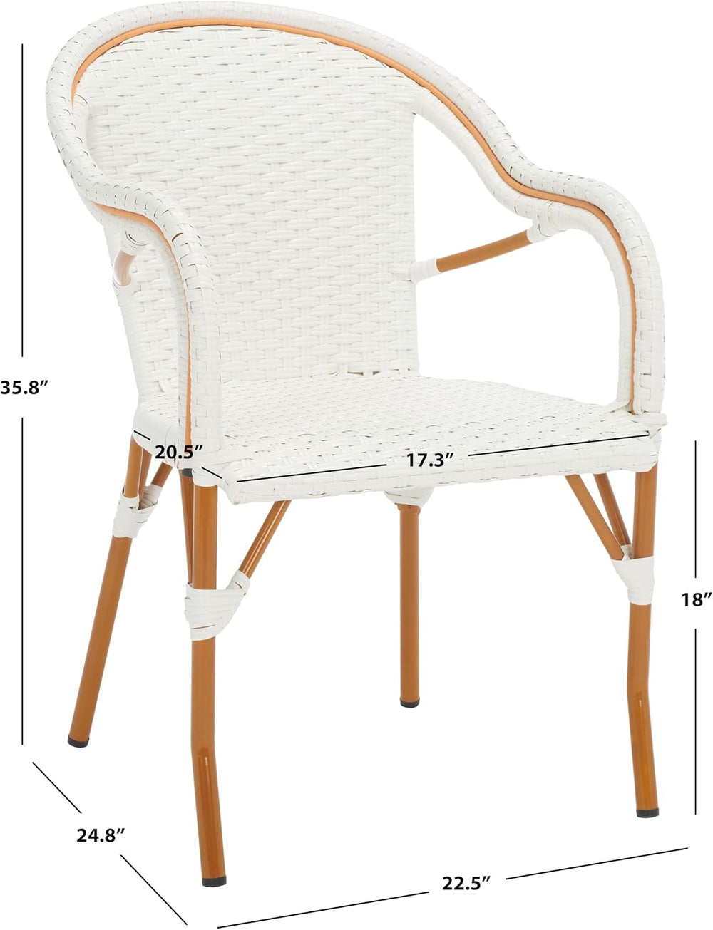 SAFAVIEH Outdoor - California Armchair Set of 2 - White - Faux Wicker & A...