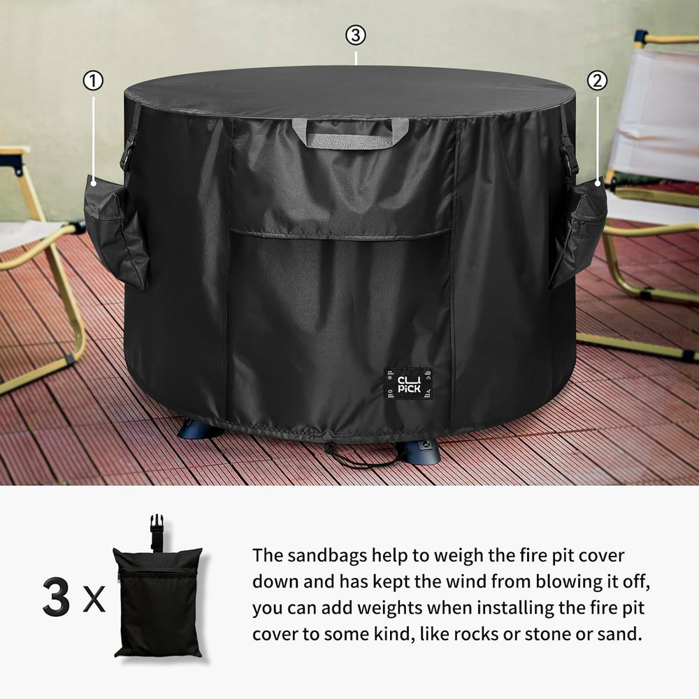 Fire Pit Cover,Heavy-Duty Waterproof Tear-Resistant FirePit Covers Round with...