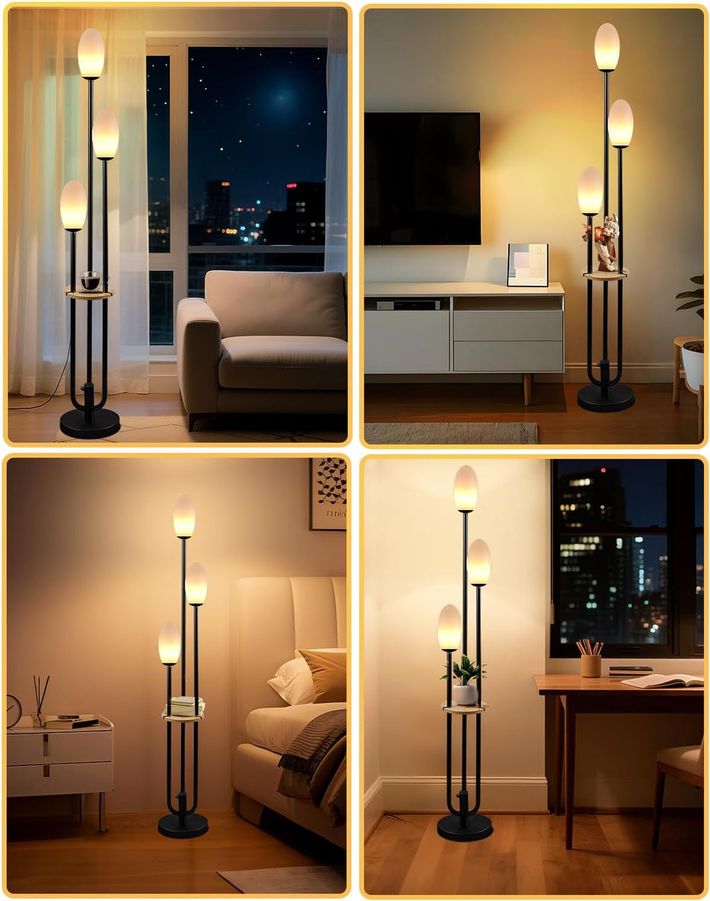 Lightdot LED Floor Lamp Dimmable Globe Floor Lamps with Shelf Mid Century Mod...
