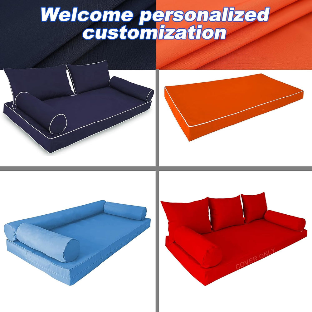 Outdoor Daybed Cushion Cover Twin Size, Porch Swing Bed Mattress Cover with U...