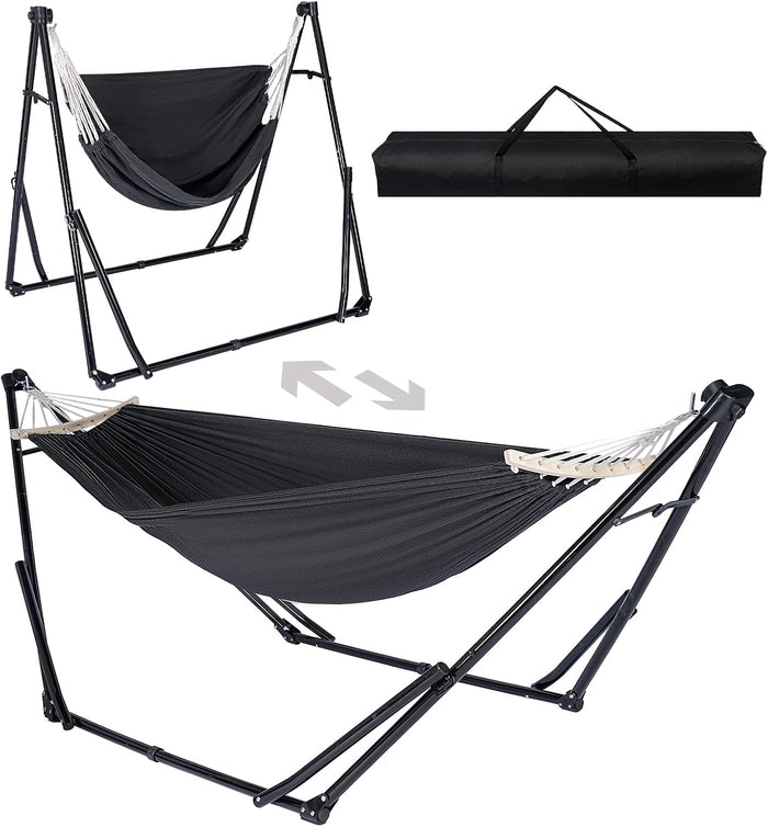 2-in-1 Hammock Chair with Stand, Portable Hammock, Black