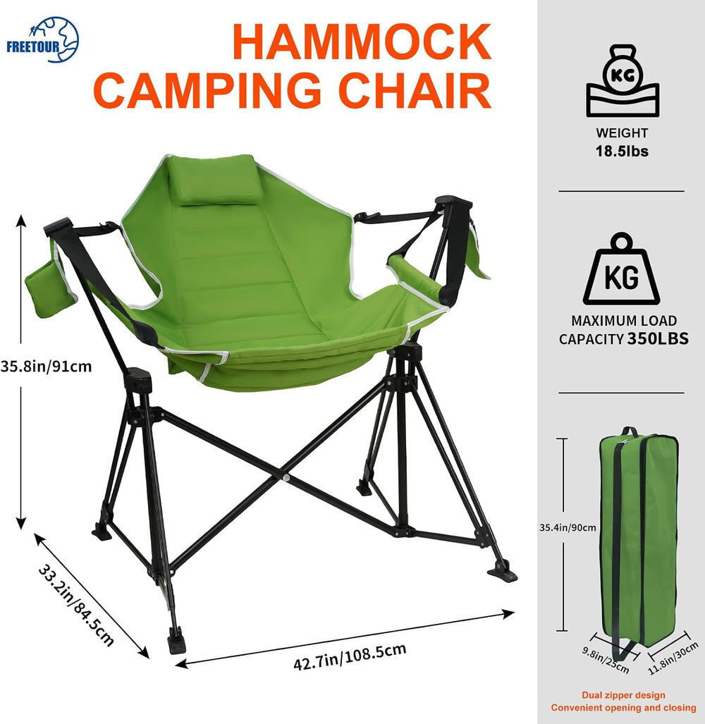 Hammock Camping Chair Folding 350lbs Foldable Portable Rocking Chairs for Adu...