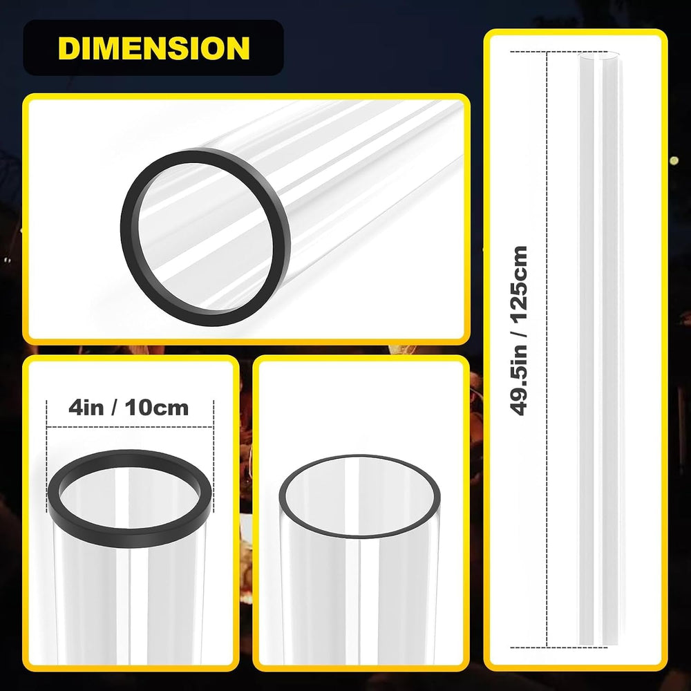 Patio Heater Glass Tube Replacement 49.5″ Tall 4″ Diameter with Rubber Ring