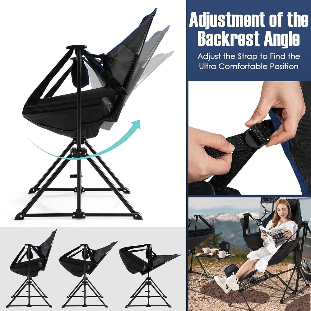 HAPPYGRILL Hammock Camping Chair, Folding Camping Swinging Chair with Retract...