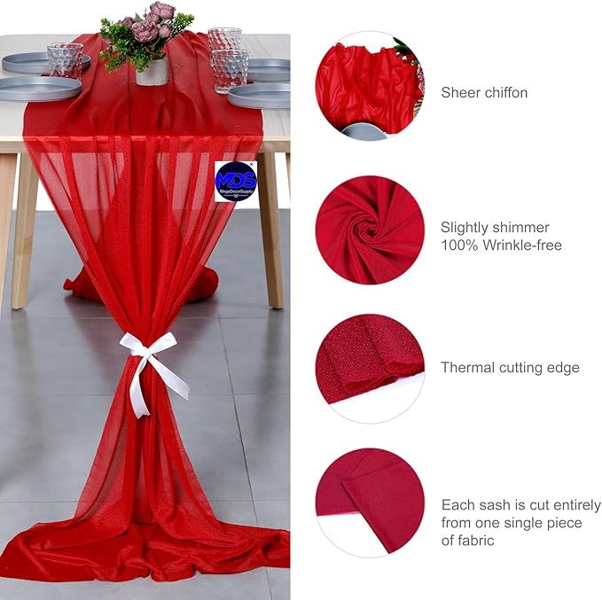 MDS Halloween Chiffon Table Runner - 10 Pack, 29 x 170 Inches, 14ft Each - Sh...