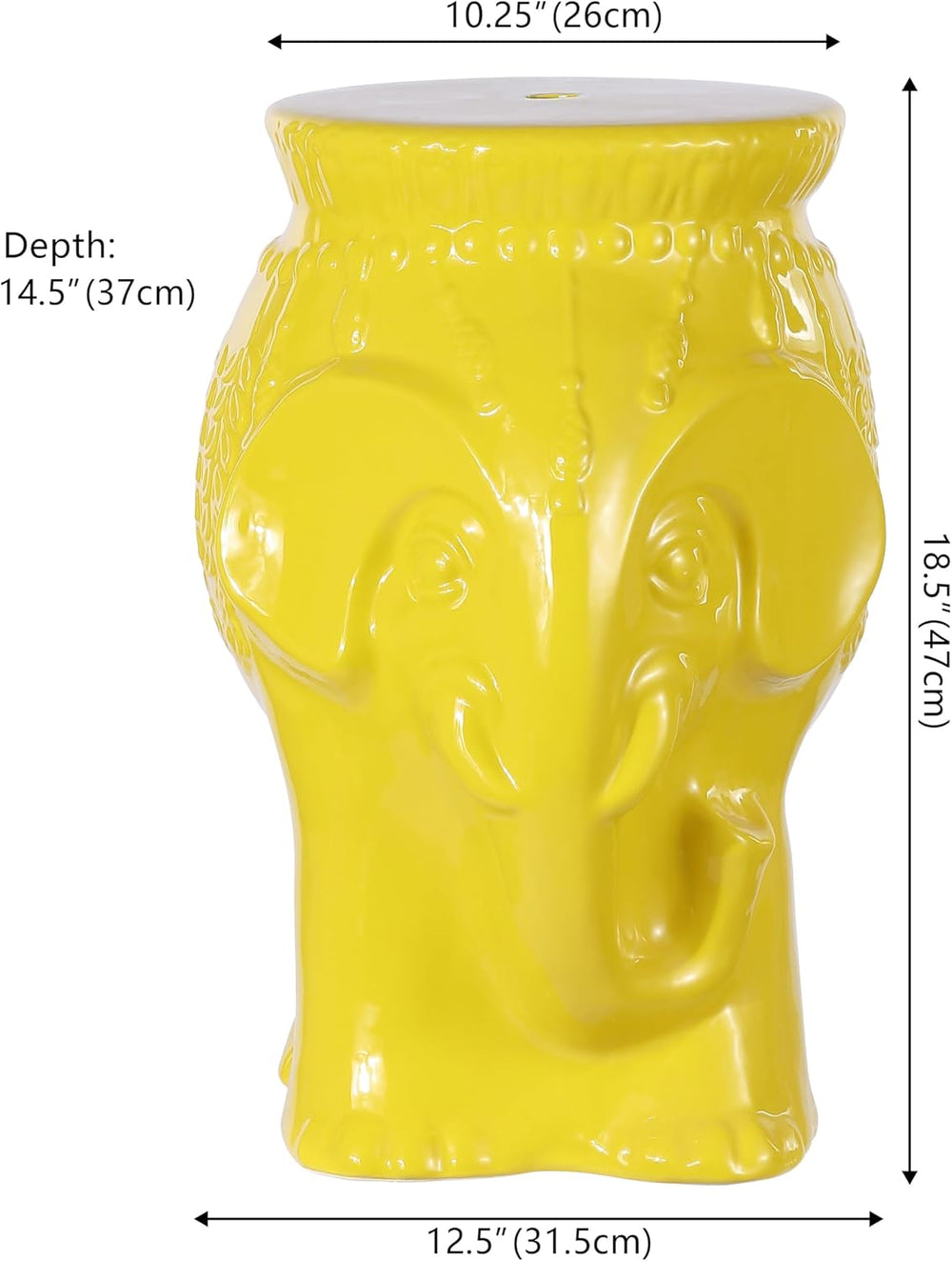JONATHAN Y Orla Elephant Garden Stool 18.5" Ceramic Accent Table, Yellow