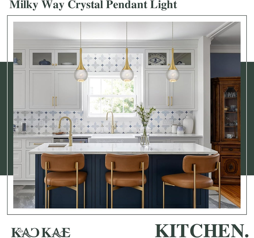 LED Pendant Light Kitchen Island Milky Way Crystal Pendant Lights Dimmable Go...