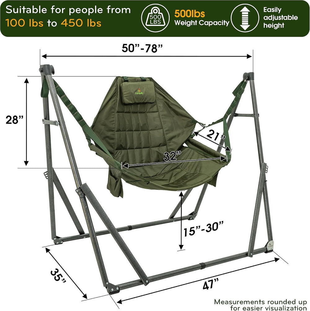 Tranquillo 2 in 1 Hammock and Swinging Chair with Collapsible Steel Stand &am...