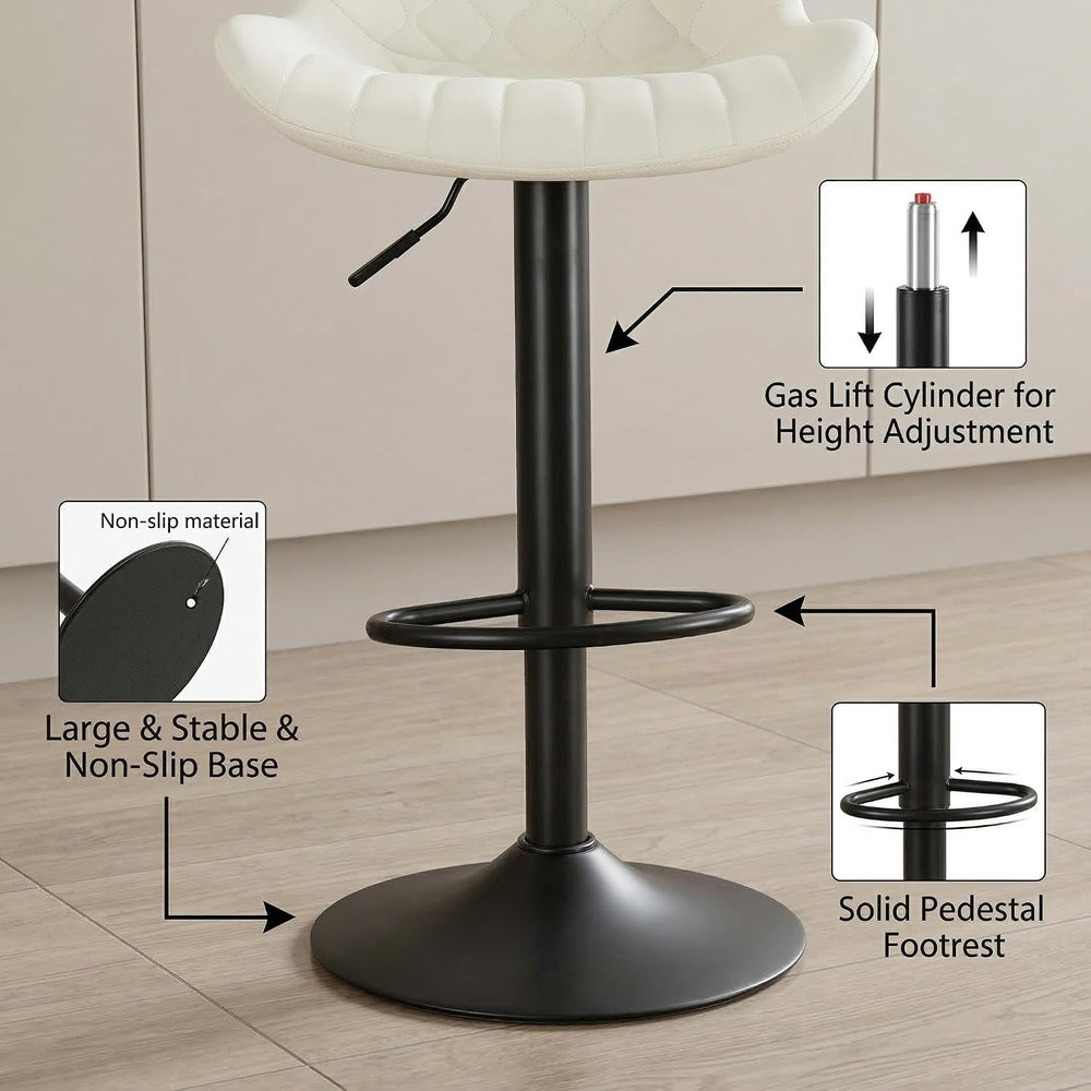 Adjustable Swivel Bar Stools Set of 4, Beige PU Leather Counter Height