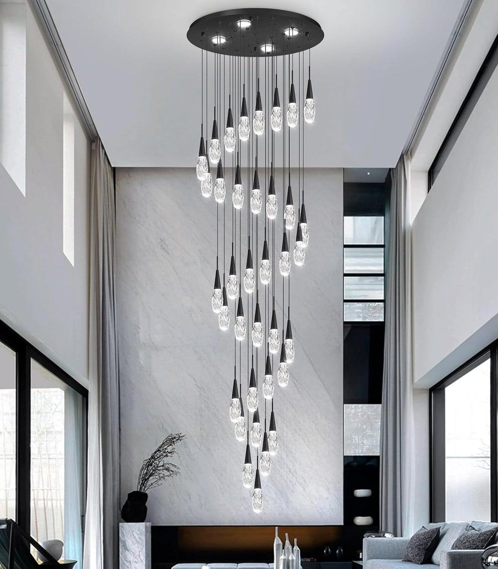 36-Lights 197 Inches Large Modern Chandelier LED Light Fixtures High Ceiling ...