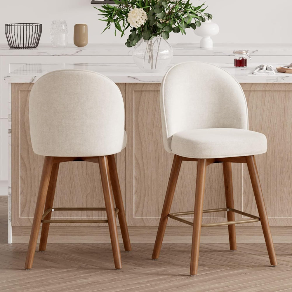 Modern Swivel Bar Stools Set of 2, Chic Upholstered Counter Height(26IN) Bar ...