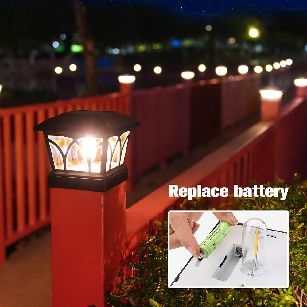 VOLISUN Solar Fence Post Cap Lights, Edison LED 2 Modes 4Pack,Slate Black