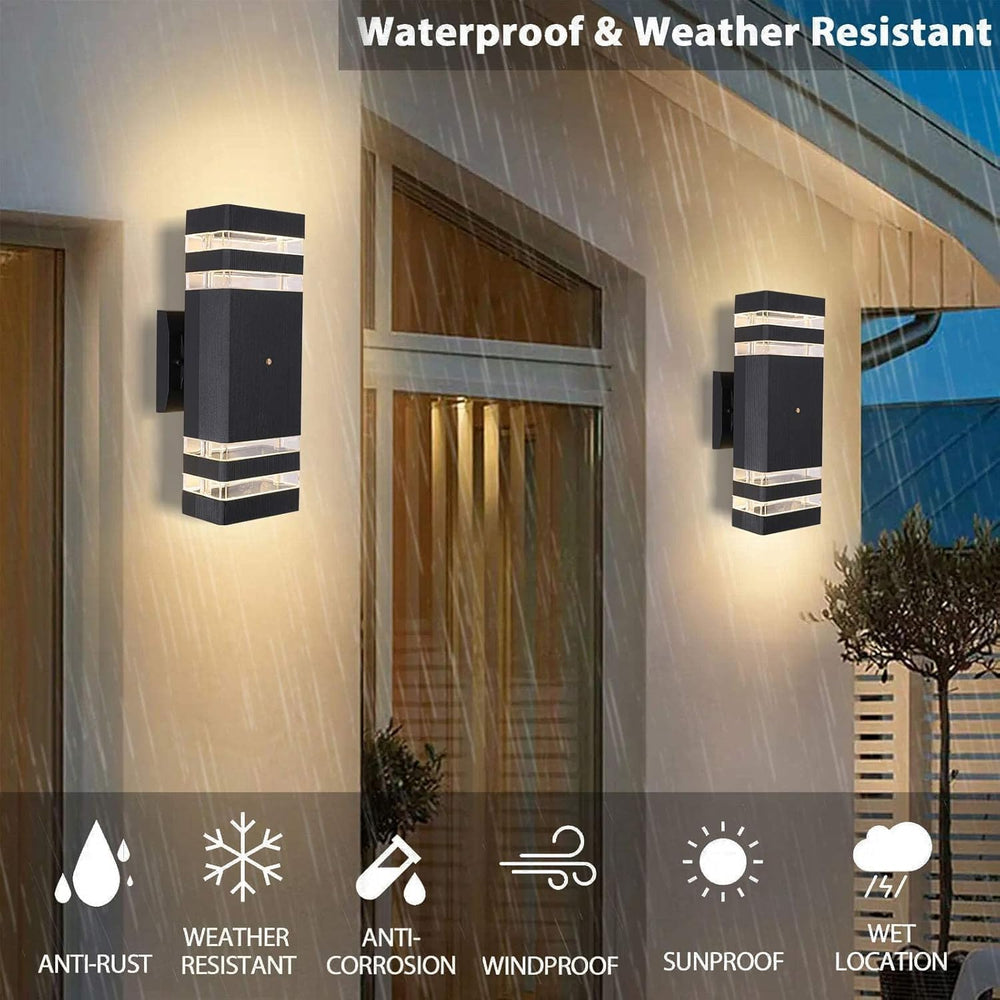 Outdoor Wall Lights with Dusk to Dawn Sensor, Up Down Exterior Lighting Fixtu...