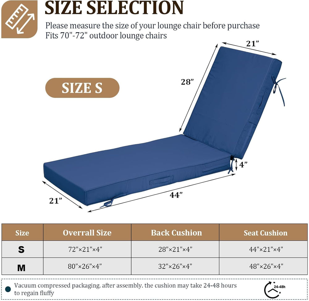 72x21x4in Lounge Cushions for Outdoor Furniture,Outdoor Lounge Chair Cushions...
