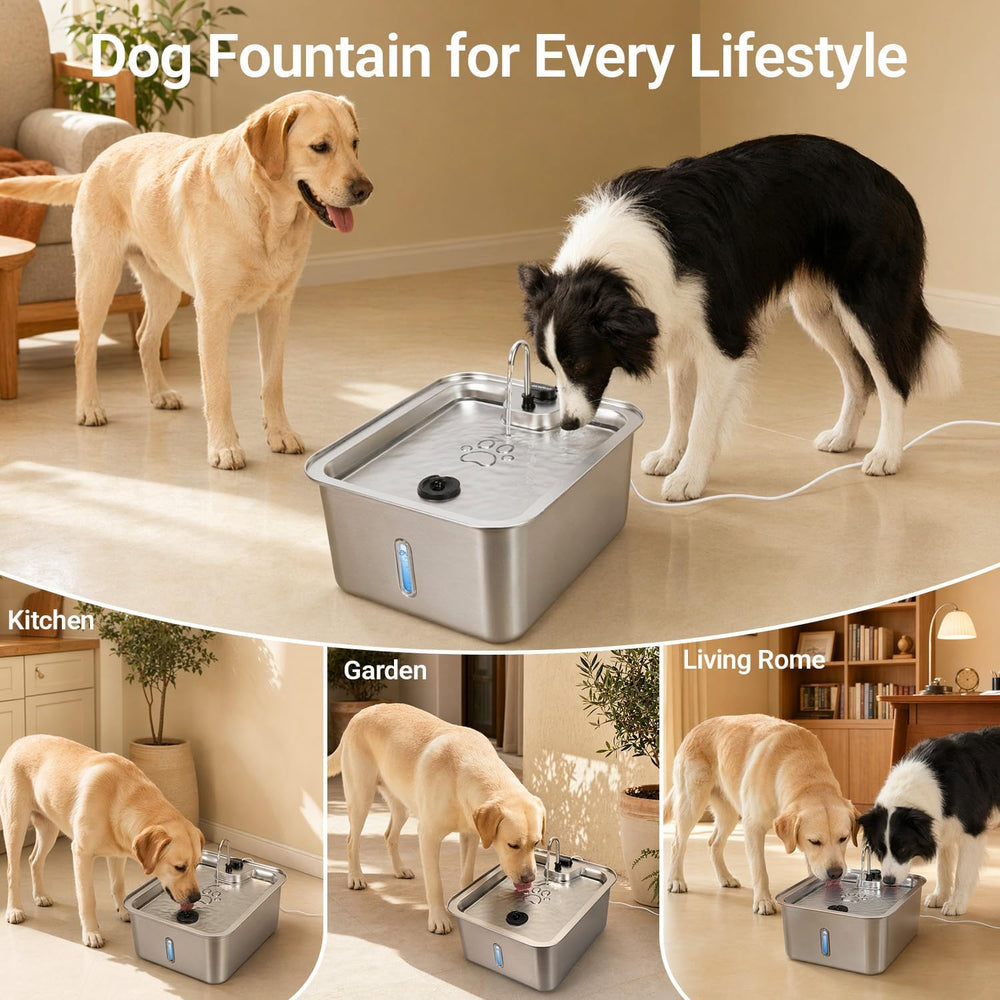 Cat/Large Dog Water Fountain, 4.5Gal/17L Quiet LED Blue Light Stainless Steel...