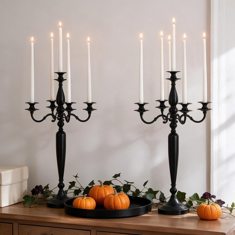 4PCS Black 5-Arm Candelabra Centerpiece for Halloween 28IN