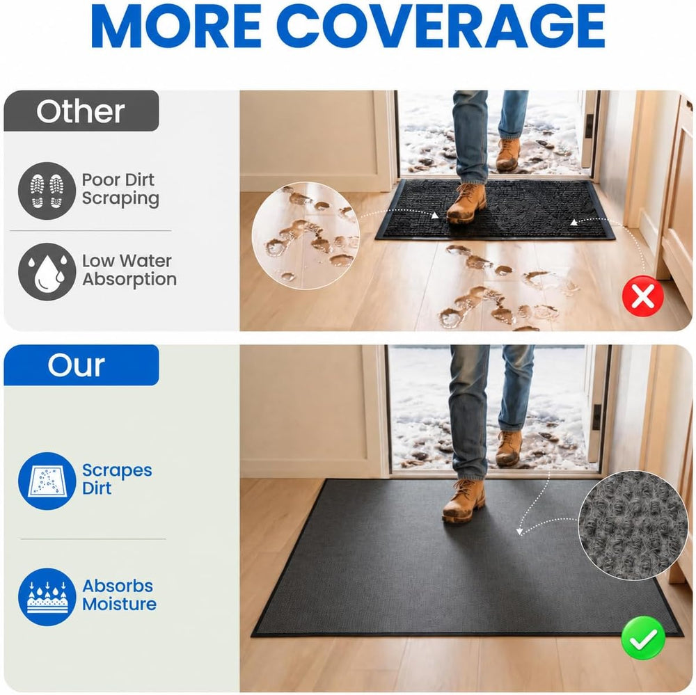 Front Door Mat Outside Entrance, Heavy Duty Non Slip Doormat, Dark Grey