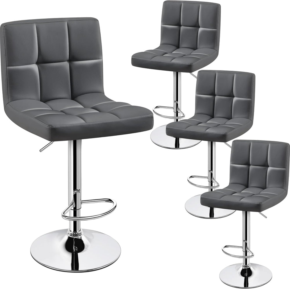 Yaheetech Bar Stools Set of 4 Adjustable Counter Height Barstools Gray
