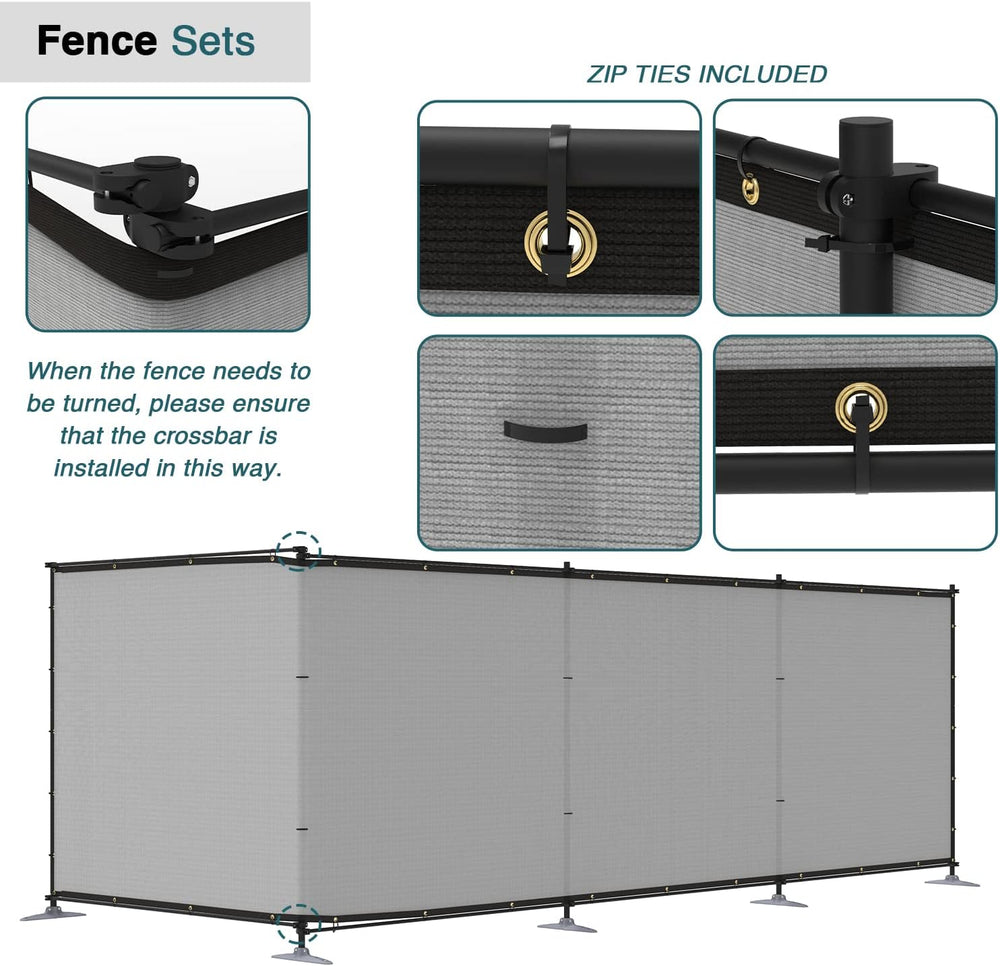 ECOOPTS Privacy Fence Set with Poles and Rails Ground Spikes Fence Kit for Ya...