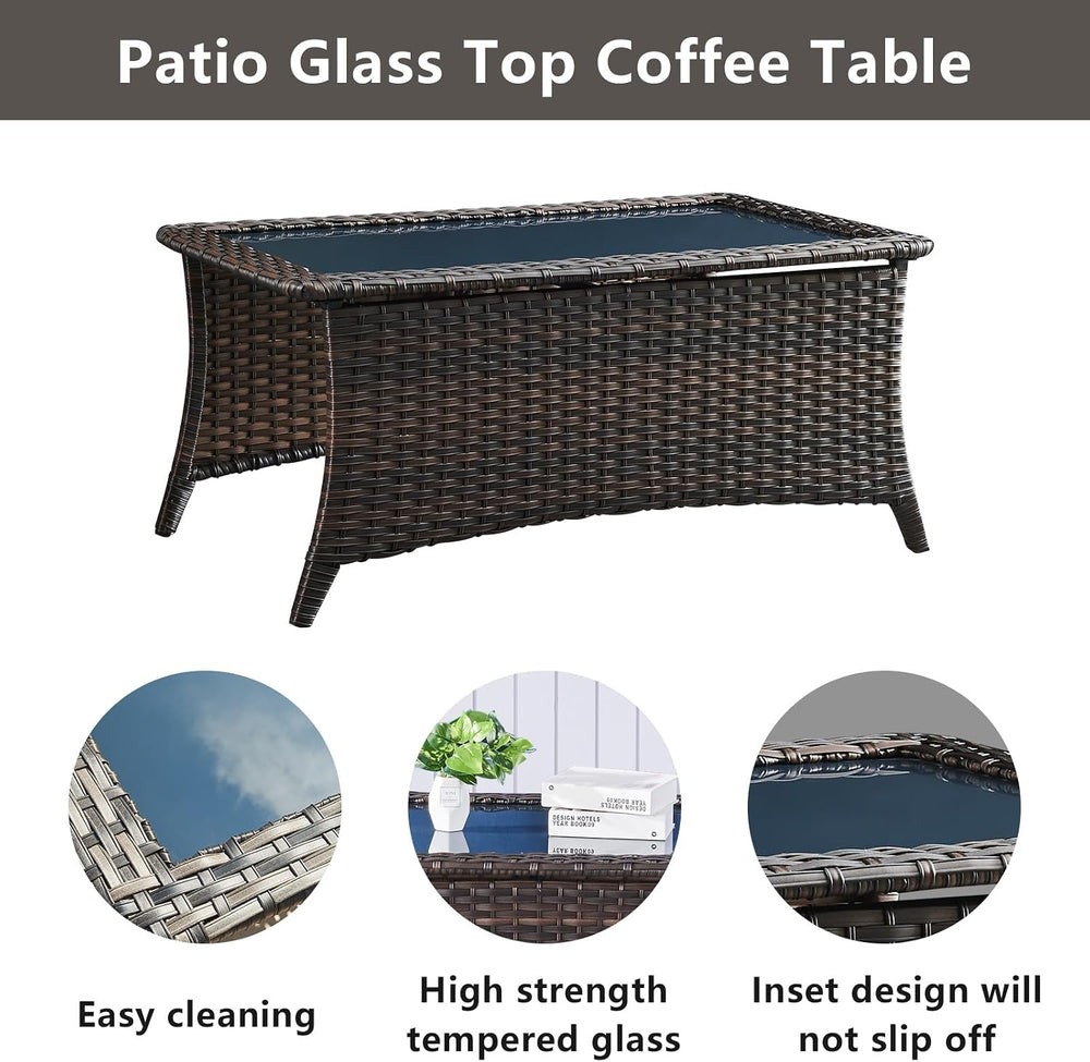Belord Wicker Outdoor Furniture Patio Furniture Set - 6 Piece Patio Conversat...