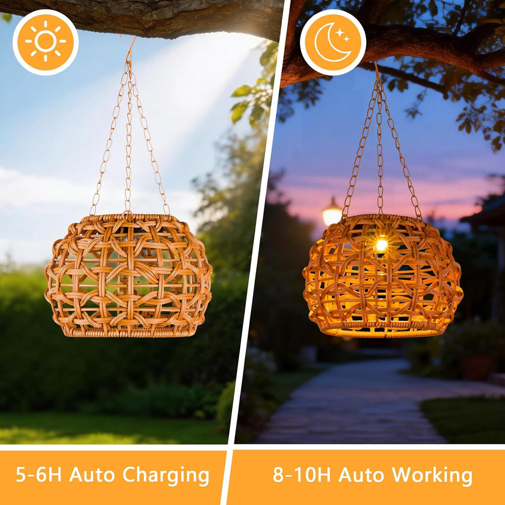 2 Pack Solar Lanterns Outdoor Waterproof, Hanging Solar Lights for Outside wi...