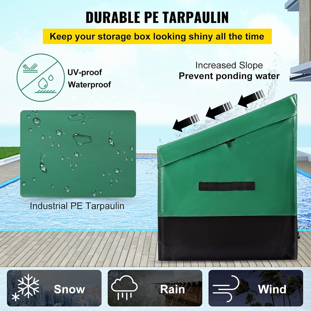 VEVOR Outdoor Storage Box, 150 Gallon Waterproof PE Tarpaulin Deck Box w/Galv...