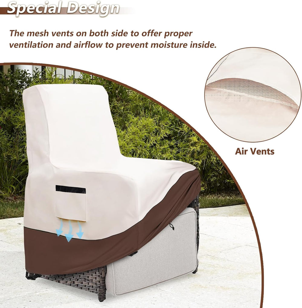Outdoor Recliner Chair Cover,600D Heavy Duty Waterproof Patio Chair Covers,Ou...