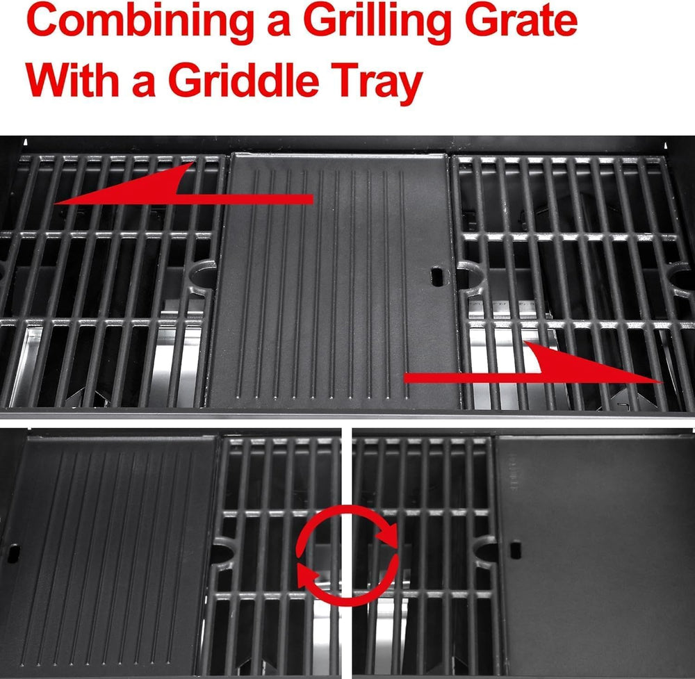 4-Burner Propane Gas Grill and Griddle Combo with Side Burner