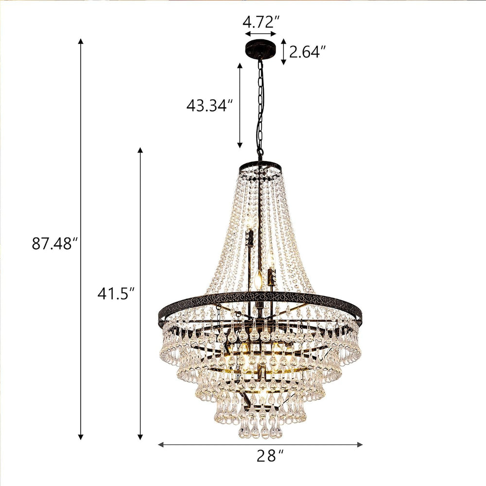 Wellmet French Empire Crystal Chandeliers, Antique Bronze Chandeliers 10 Ligh...