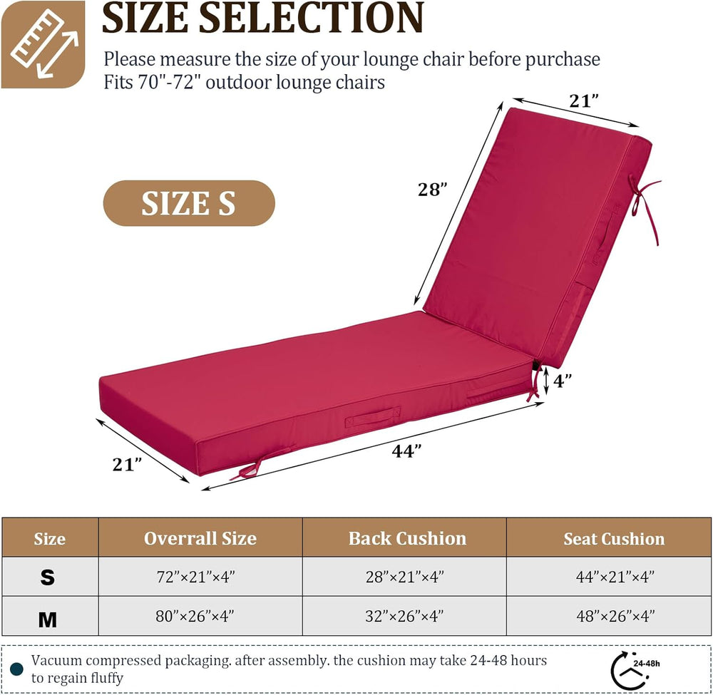 72x21x4in Lounge Cushions for Outdoor Furniture,Outdoor Lounge Chair Cushions...