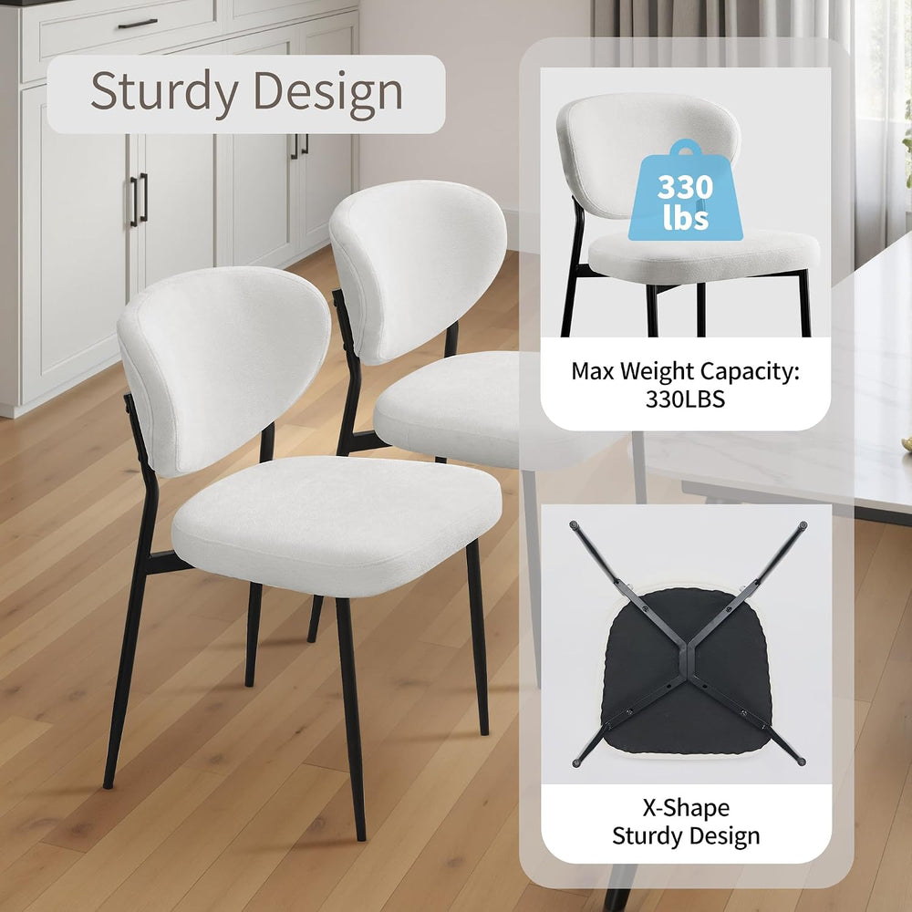 STOOLINK White Chenille Dining Chairs, Upholstered Kitchen Chairs Set of 6