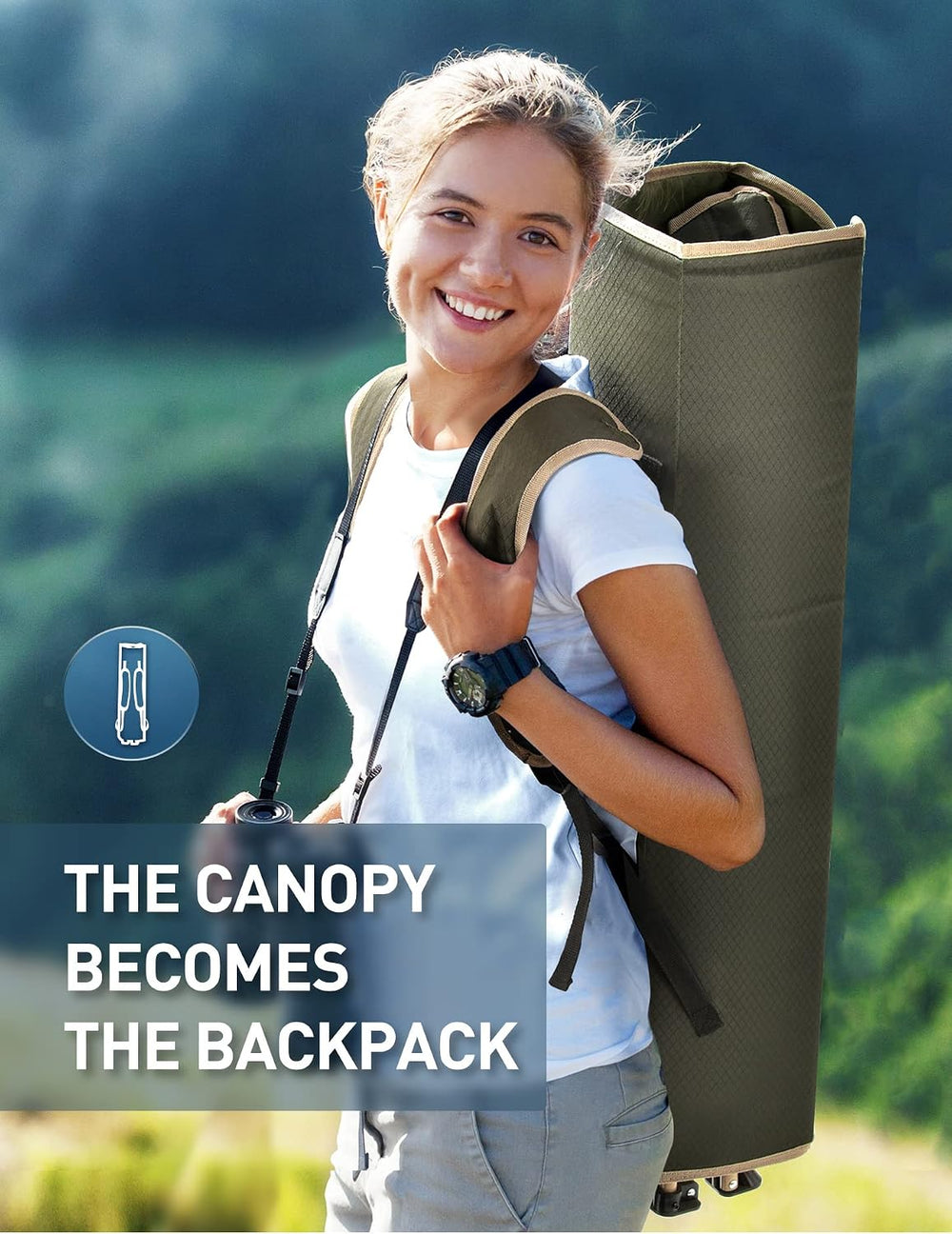 Docusvect Camping Chair with Canopy Shade - Canopy is the Backpack