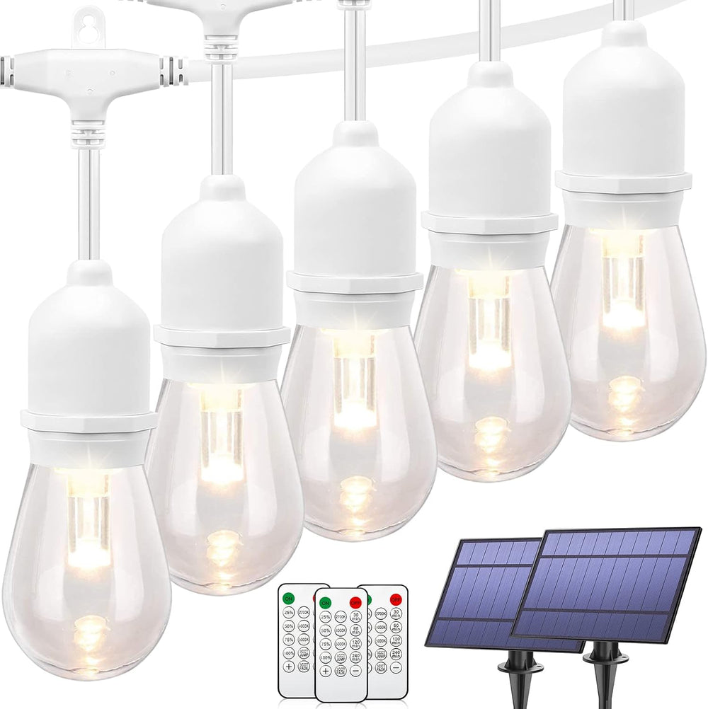 Mlambert 96FT(2x48FT) 3 Colors LED Solar String Lights with Remote, White